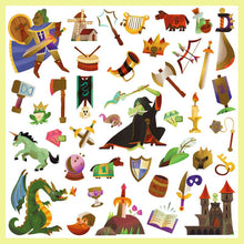 Charger l&#39;image dans la galerie, 160 stickers métallisés Médiéval Fantastique Djeco
