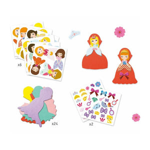 Gommettes et feutrine DJECO j'aime les princesses